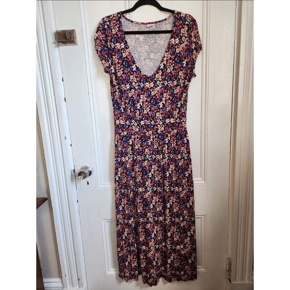 Lascana Floral Maxi Dress Pink Blue Soft Stretchy Cottagecore Girly Size 10
